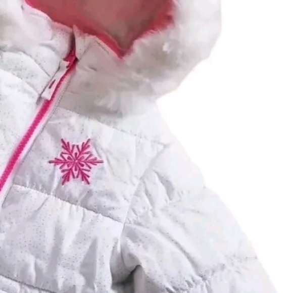 Protection System Girls Hooded Parka Puffer Jacket 12 Months White Sparkle. - Picture 5 of 8